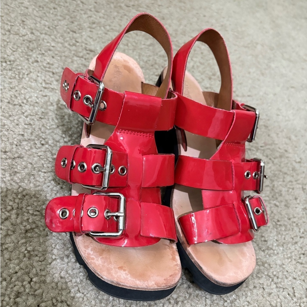 Jeffrey Campbell Red Riveter Lugged Buckle Sandal 6 - Picture 2 of 11